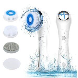 New Electric Facial Cleansing Brush – Dual Speed, Waterproof, Silicone – White‎